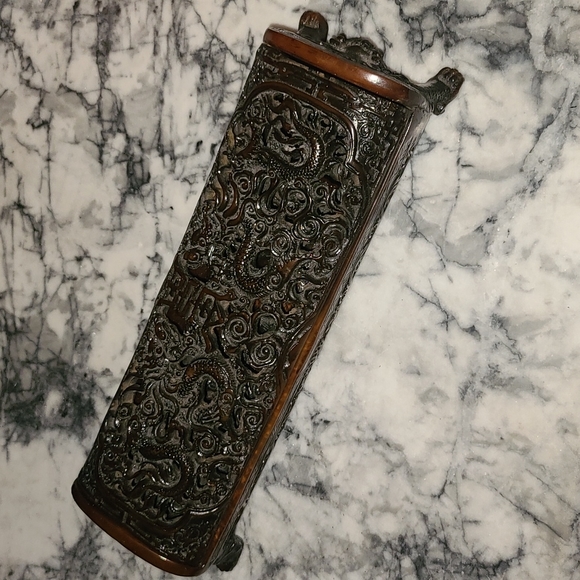 Mid 20th Century Chinese Dragon Motif Footed Box